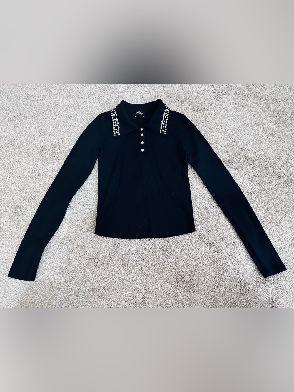 Milk and Honey Embellished Collar Black Sweater – Size M (Fits Small)